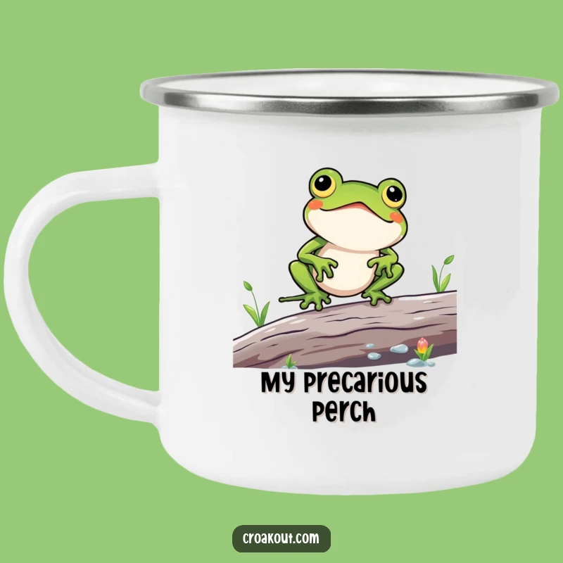 Funny Kawaii Frog Log Balance Camping Mug - Hilarious Outdoor Wobble