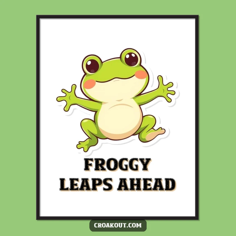 Funny Frog Jump Poster - Whimsical Character Action Art