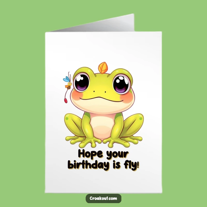 Free Printable Birthday Card: Kawaii Frog Chase, Funny Downloadable Gift for All Ages