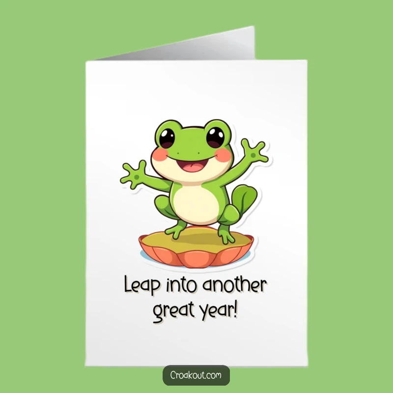Free Printable Birthday Card: Funny Frog Leap, Joyful Downloadable Gift for Him or Her