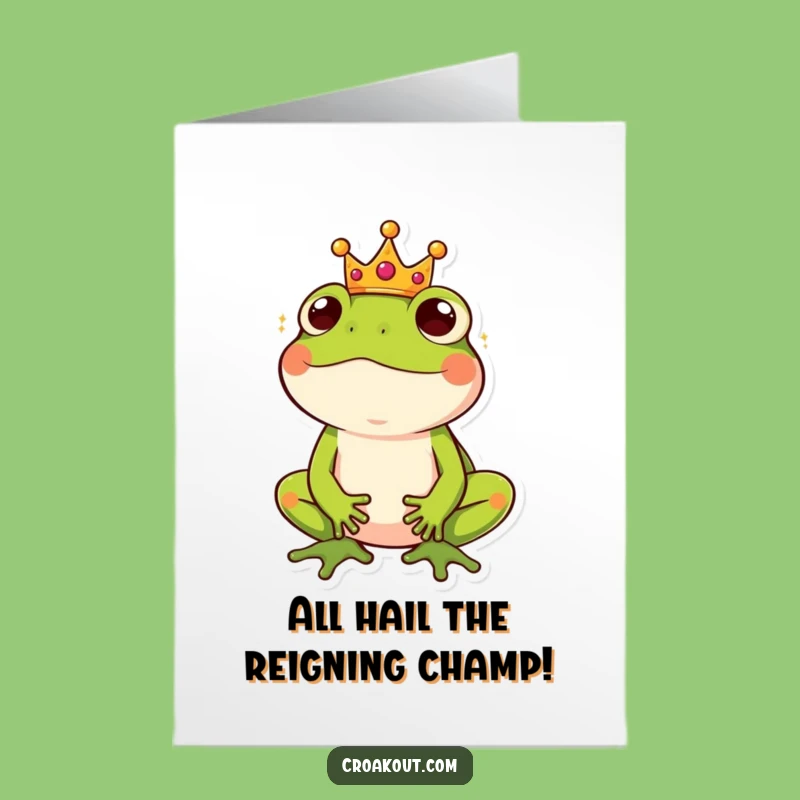 Free Printable Congrats Card: Royal Frog's Amused Reign, Hilarious Downloadable Celebration