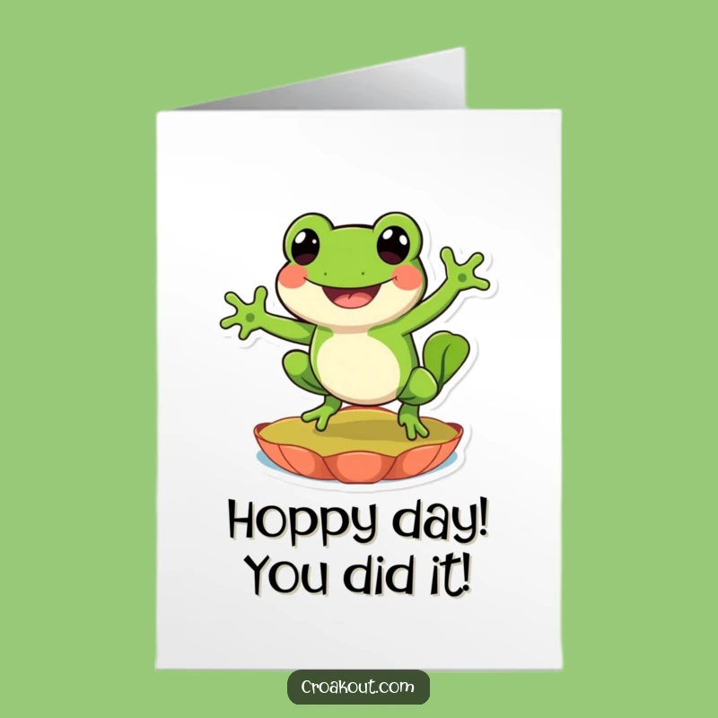 Free Printable Congrats Card: Funny Frog Leap, Joyful Downloadable Gift for Any Occasion
