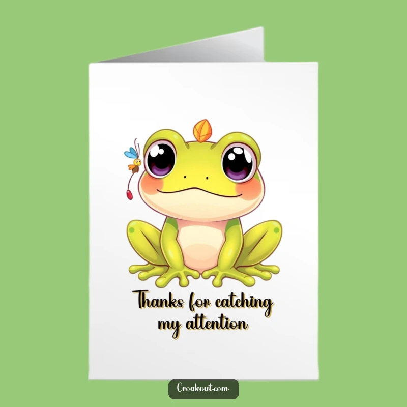 Free Printable Thank You Card: Kawaii Frog Fly Hunt, Funny Downloadable Gift for Kindness