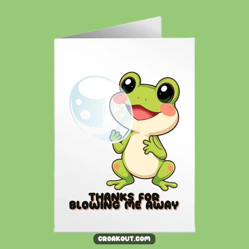 Free Printable Thank You Card: Froggy Bubble Bliss, Funny Downloadable Gift for Grateful Moments