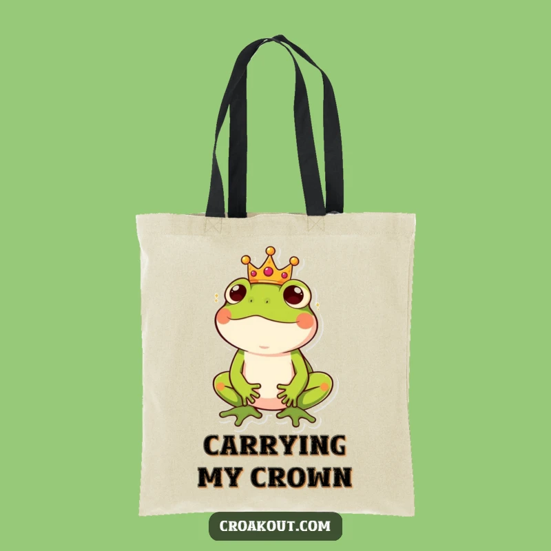 Funny Frog King Crown Tote Bag: Regal & Humorous Accessory